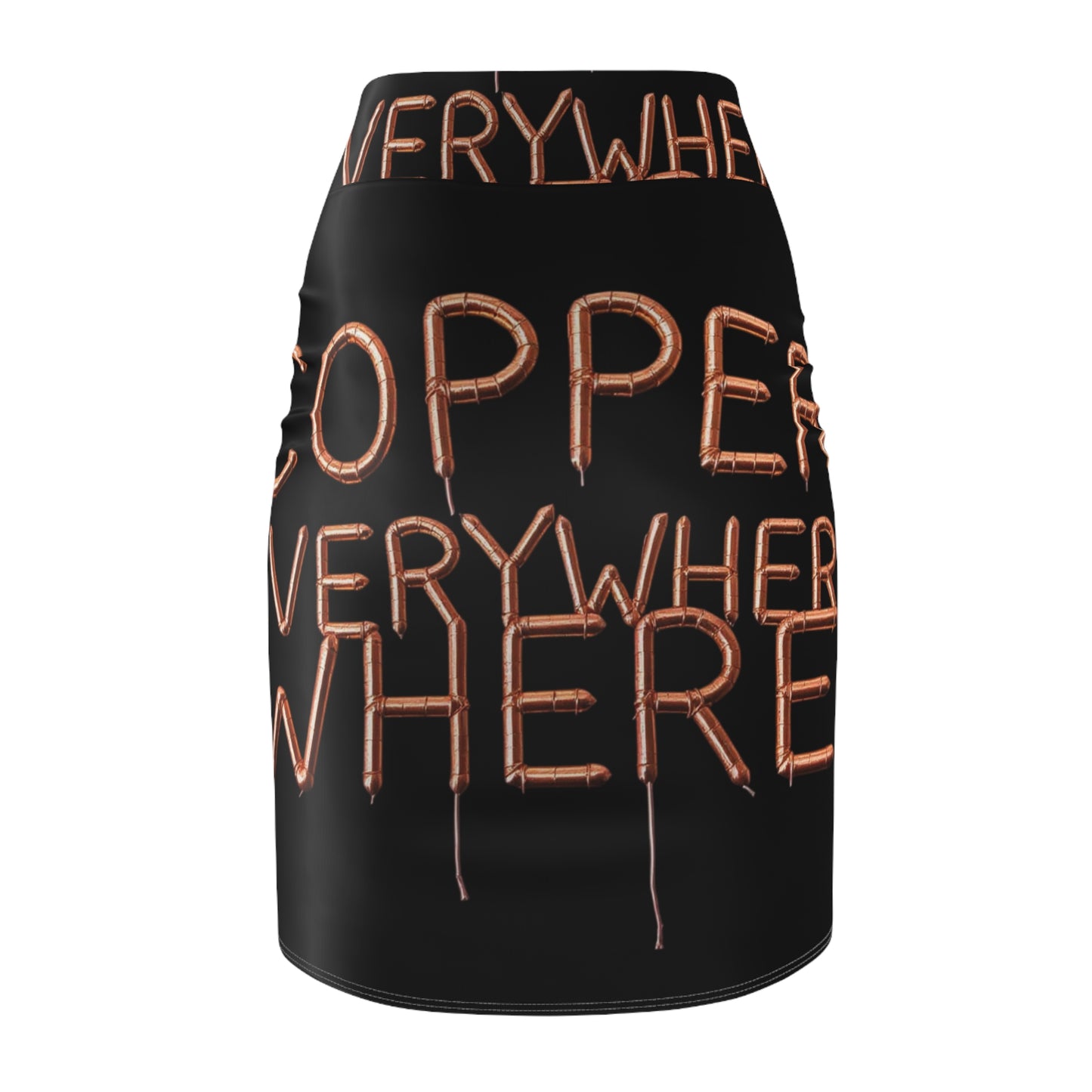 WKE WRLD iamevibez Copper Everywhere Women's Pencil Skirt, Trendy Office Wear, Statement Skirt for Parties, Fashionable Midi Skirt, Unique Gift Idea