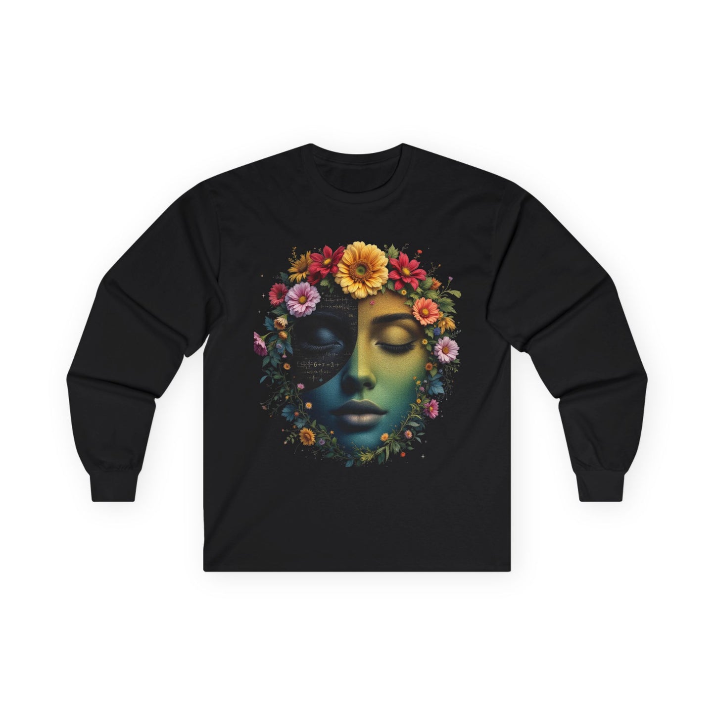 Floral Serenity Long Sleeve Tee - Relaxed Style, Unisex Apparel, Gift for Nature Lovers, Bohemian Vibe, Perfect for Spring