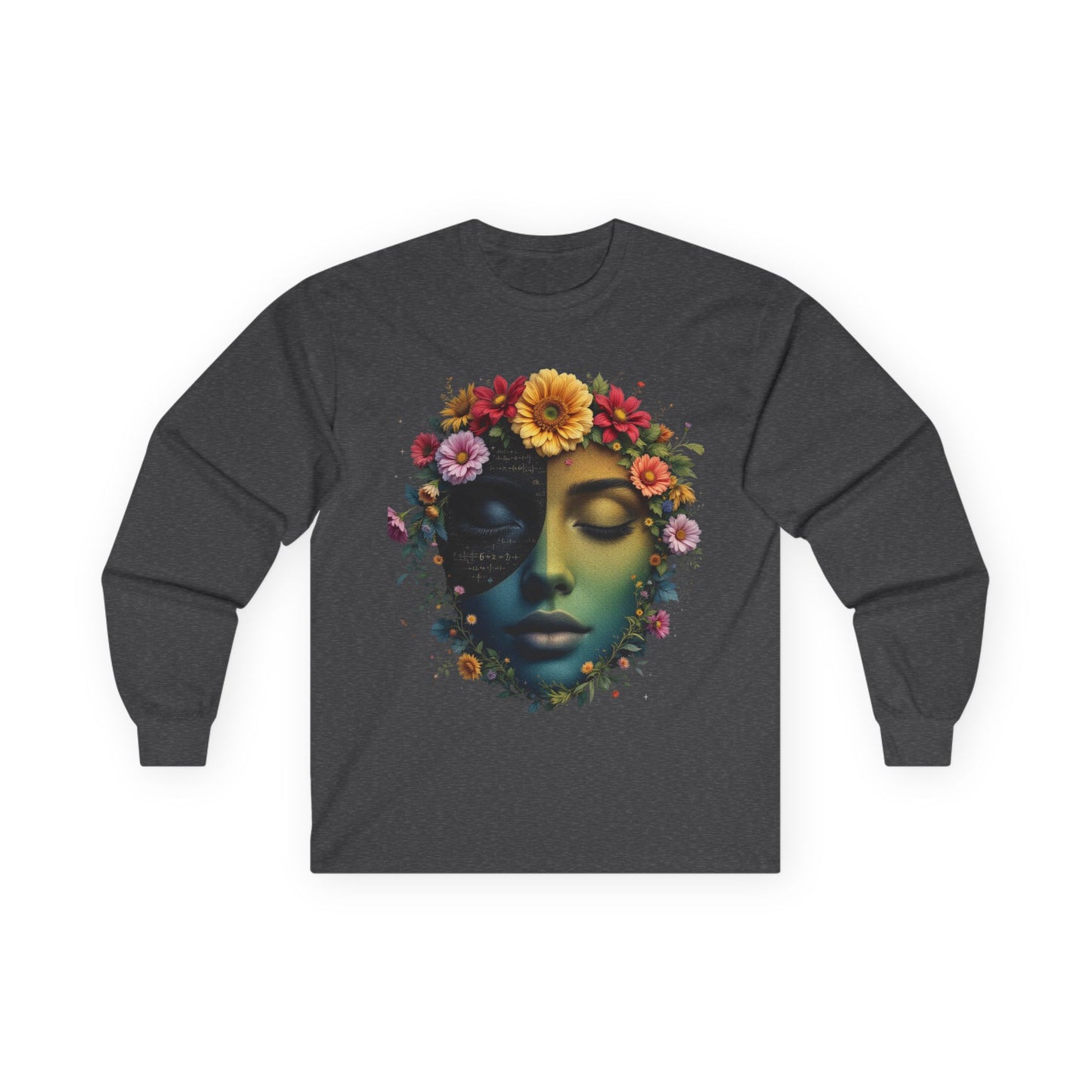 Floral Serenity Long Sleeve Tee - Relaxed Style, Unisex Apparel, Gift for Nature Lovers, Bohemian Vibe, Perfect for Spring