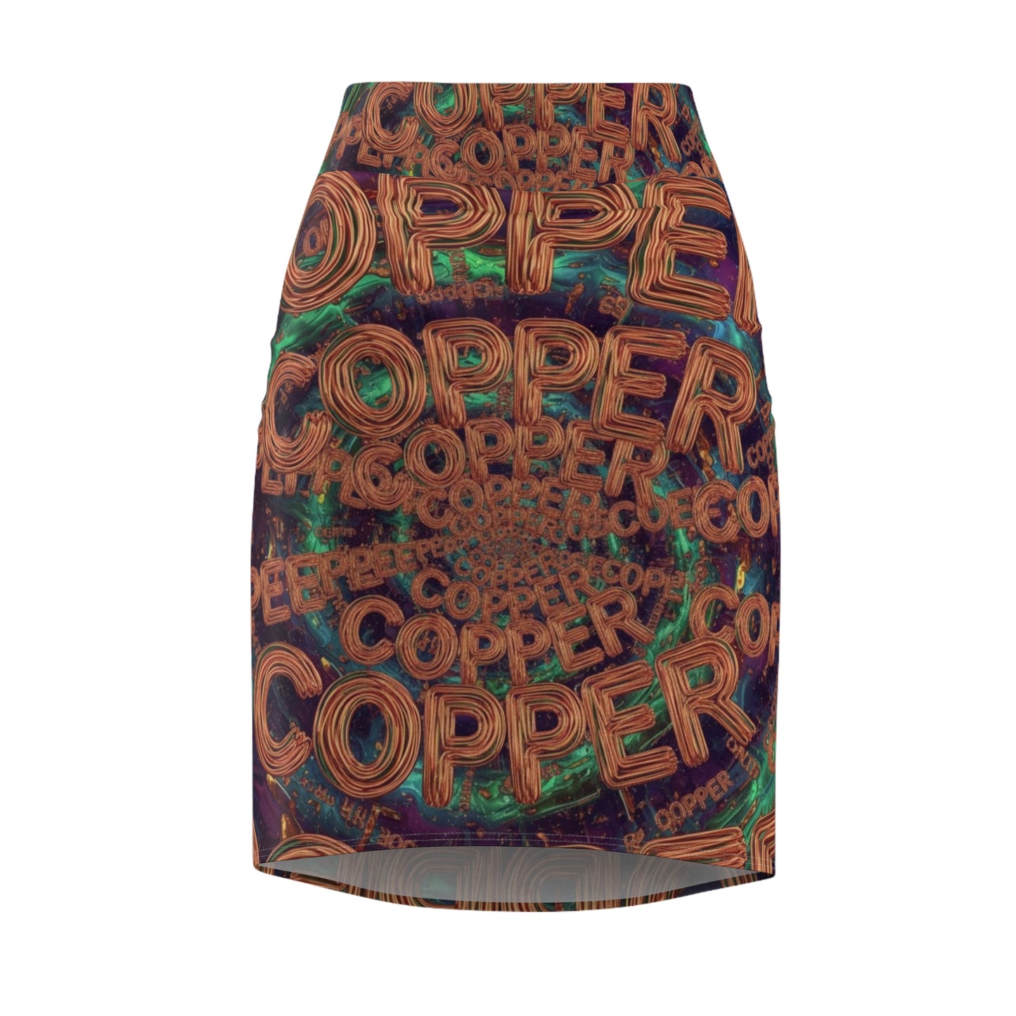 WKE WRLD Copper Inspired Women's Pencil Skirt with Striking Copper Design, Trendy Skirt for Parties, Workwear, Fashion Lovers, Gift for Her, Unique Style
