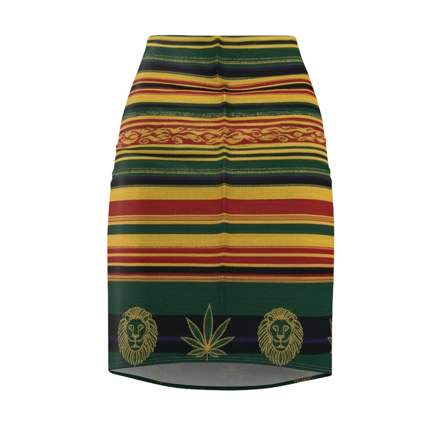WKE WRLD Colorful Rasta/ Bohemian Pencil Skirt, Trendy Skirt for Festivals, Vibrant Pencil Skirt for Parties, Ethnic Print Skirt, Comfortable Casual Wear