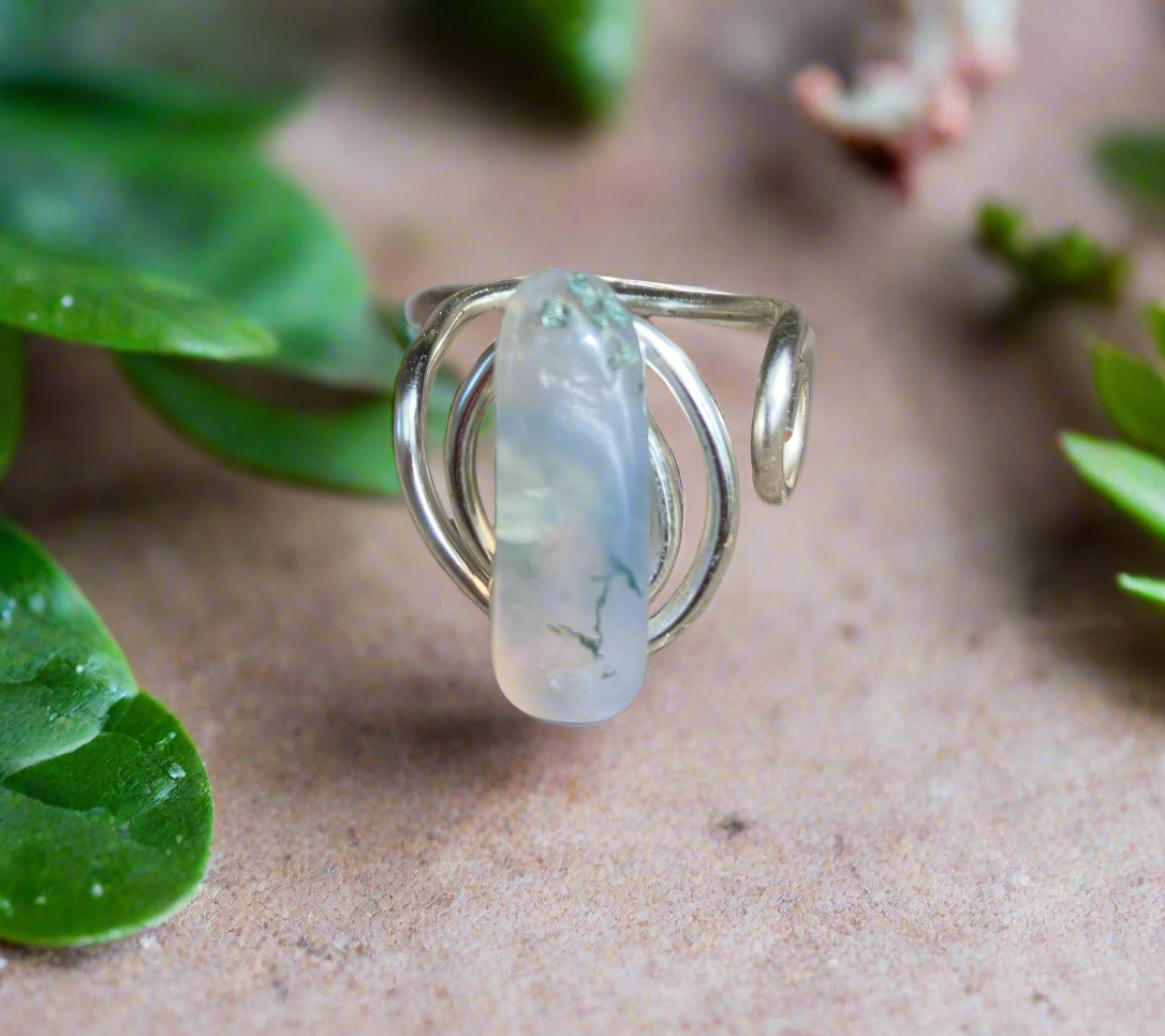 Yvng Gahd inspired Silver Coated Copper Agate Ring