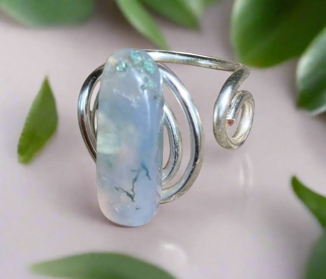 Yvng Gahd inspired Silver Coated Copper Agate Ring