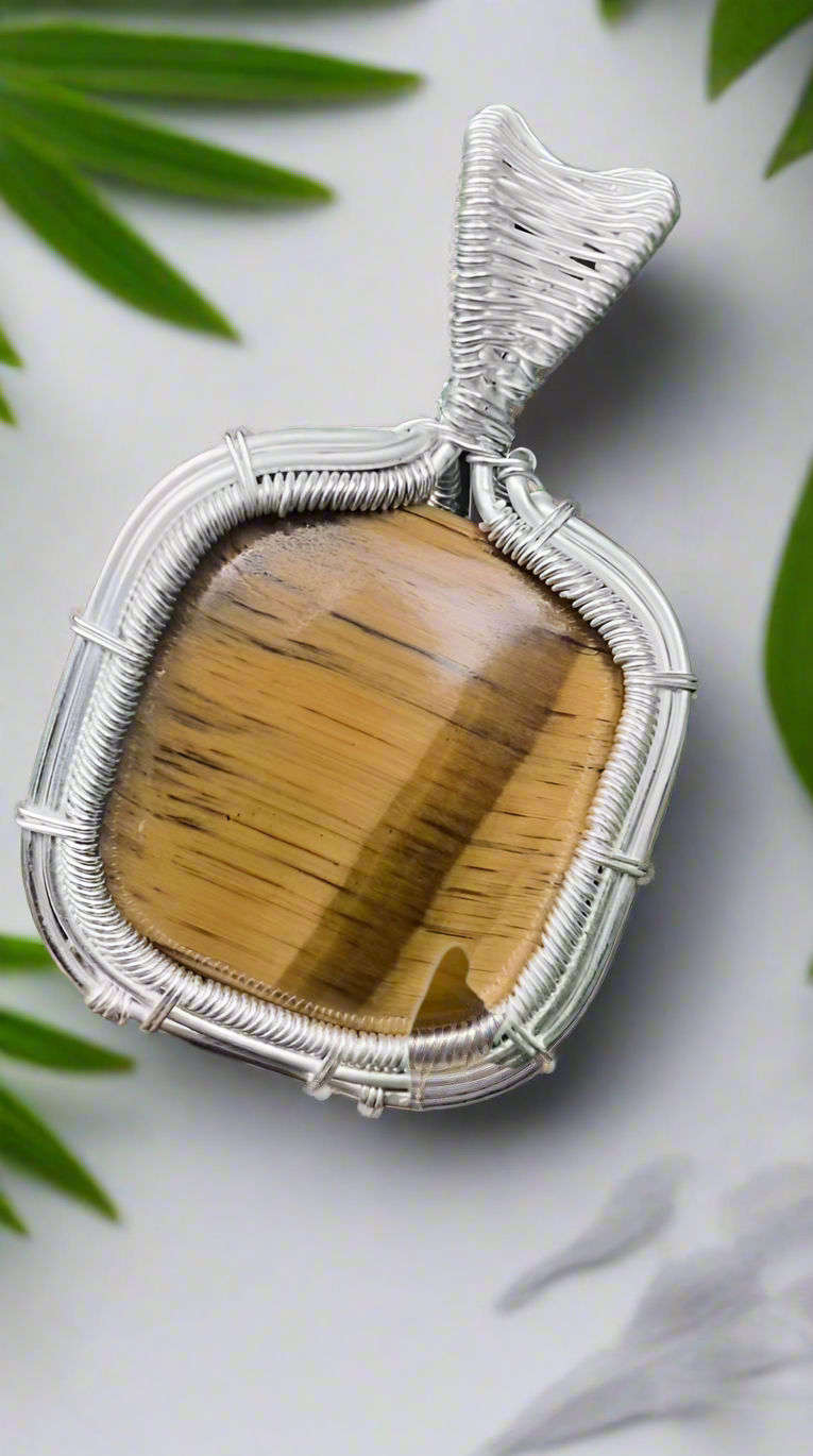 Silver Plated Copper Tiger's Eye Pendant