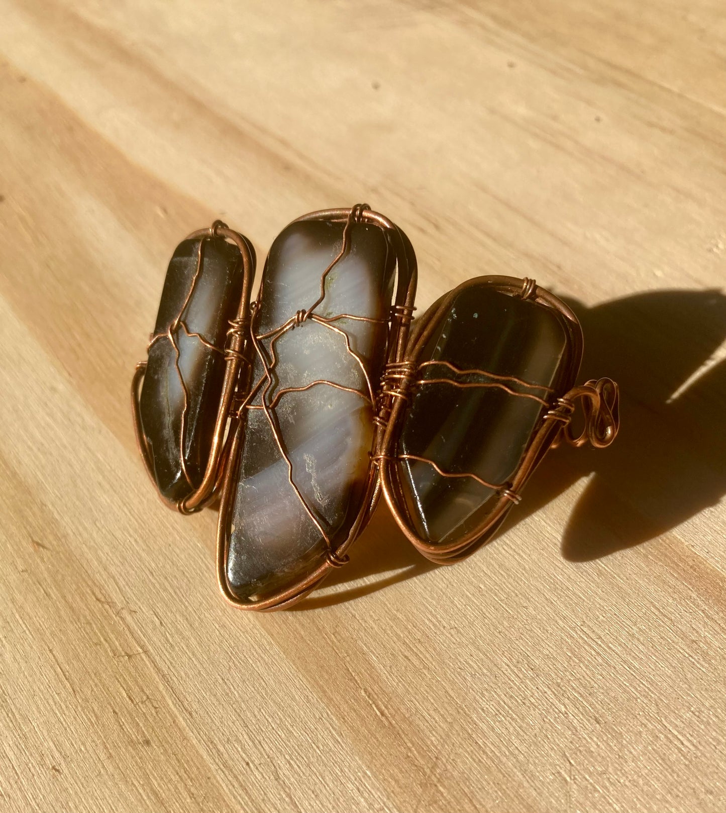 Triple Onyx Agate Ring