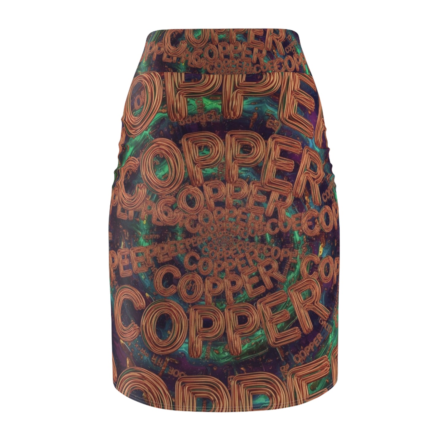 WKE WRLD Copper Inspired Women's Pencil Skirt with Striking Copper Design, Trendy Skirt for Parties, Workwear, Fashion Lovers, Gift for Her, Unique Style