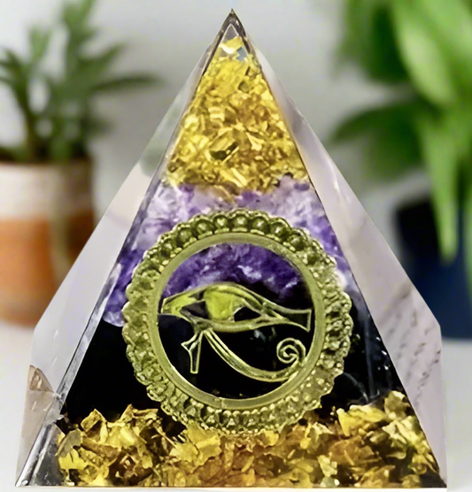 Gold Money Attraction Amethyst Orgone Pyramid