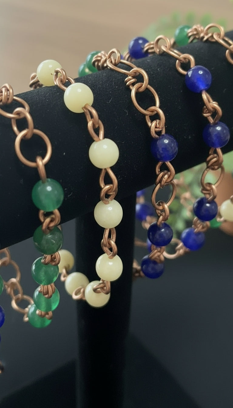 Copper 8 mm crystal bracelet