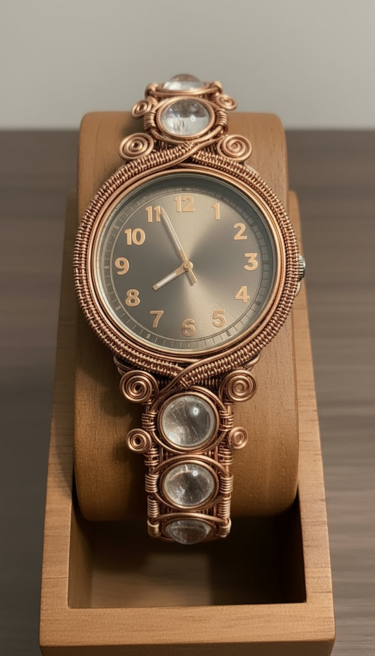 Custom wire wrapped Clear Quartz Clarity/Focus Watch