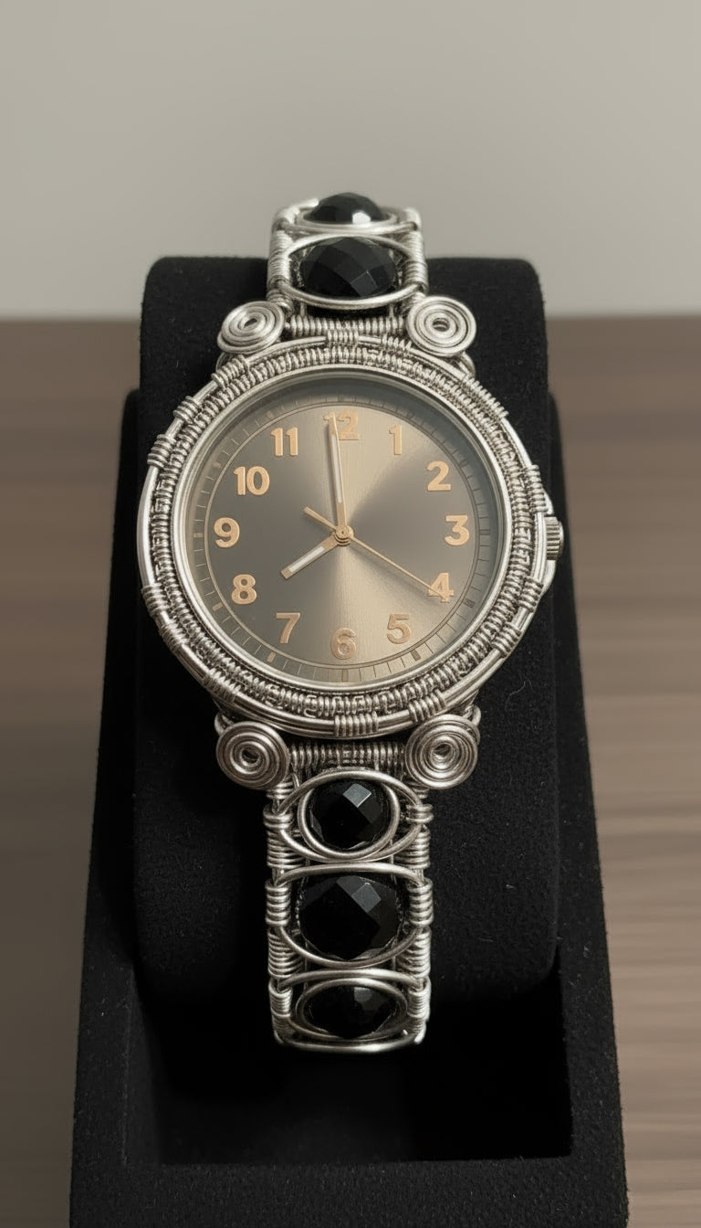 Custom Black Obsidian Protection Watch