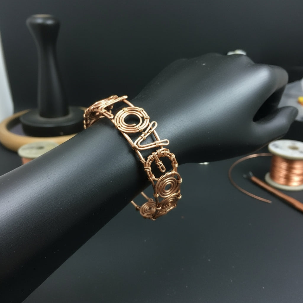 Copper Wire Wrapped Love Bracelet