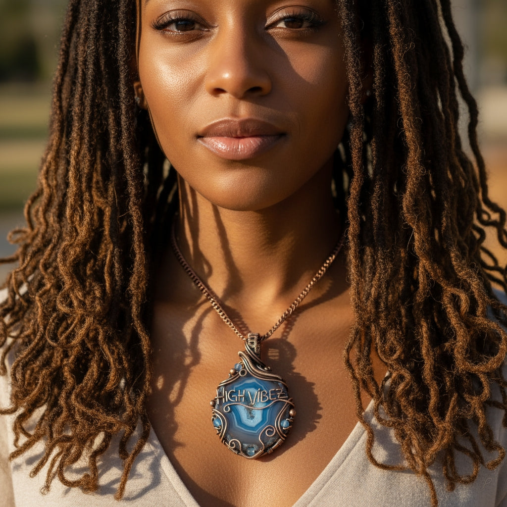 iamevibez wire wrapped High Vibez Agate Necklace Version 2