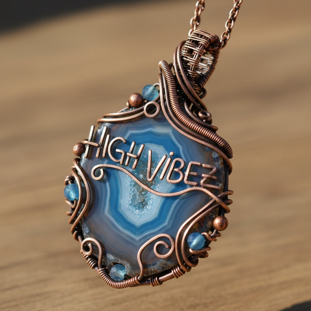 iamevibez wire wrapped High Vibez Agate Necklace Version 2