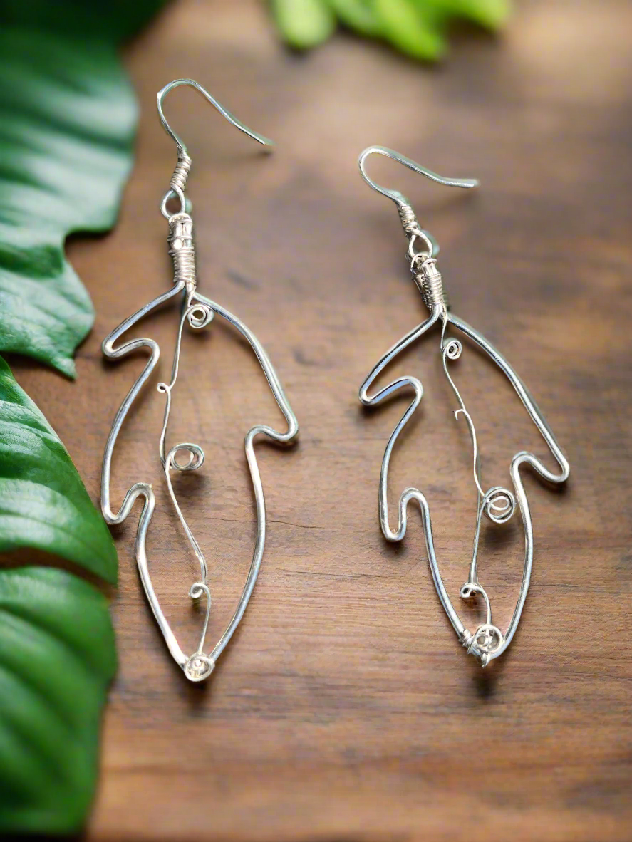 Wire wrapped Feather Earrings
