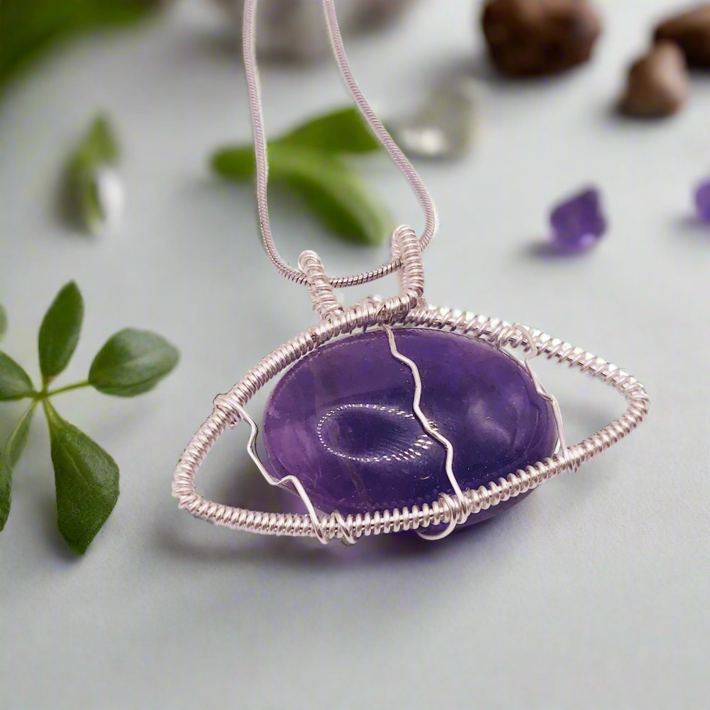 Custom Silver 3rd Eye Amethyst Necklace