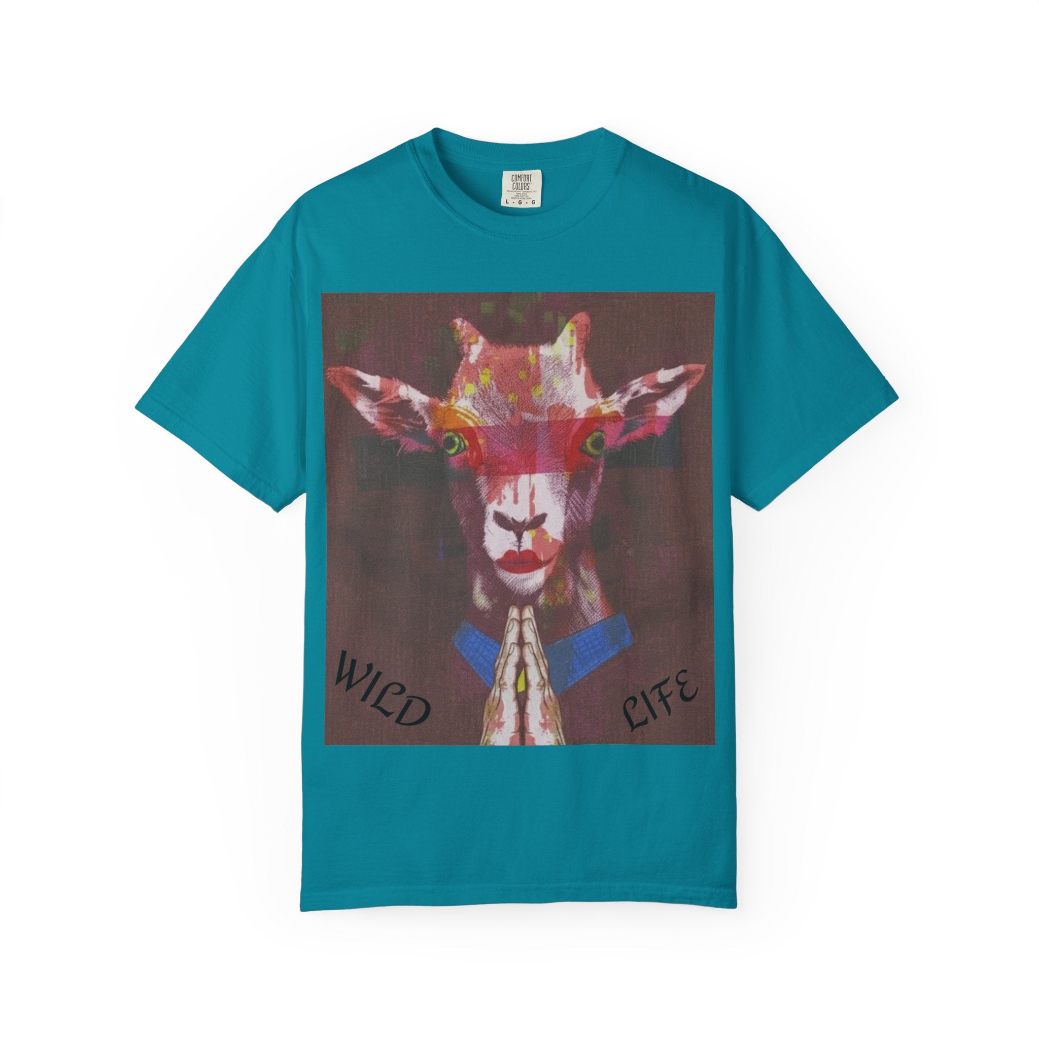 Wild Life Goat Portrait T-Shirt — Colorful Retro Primate Graphic Tee