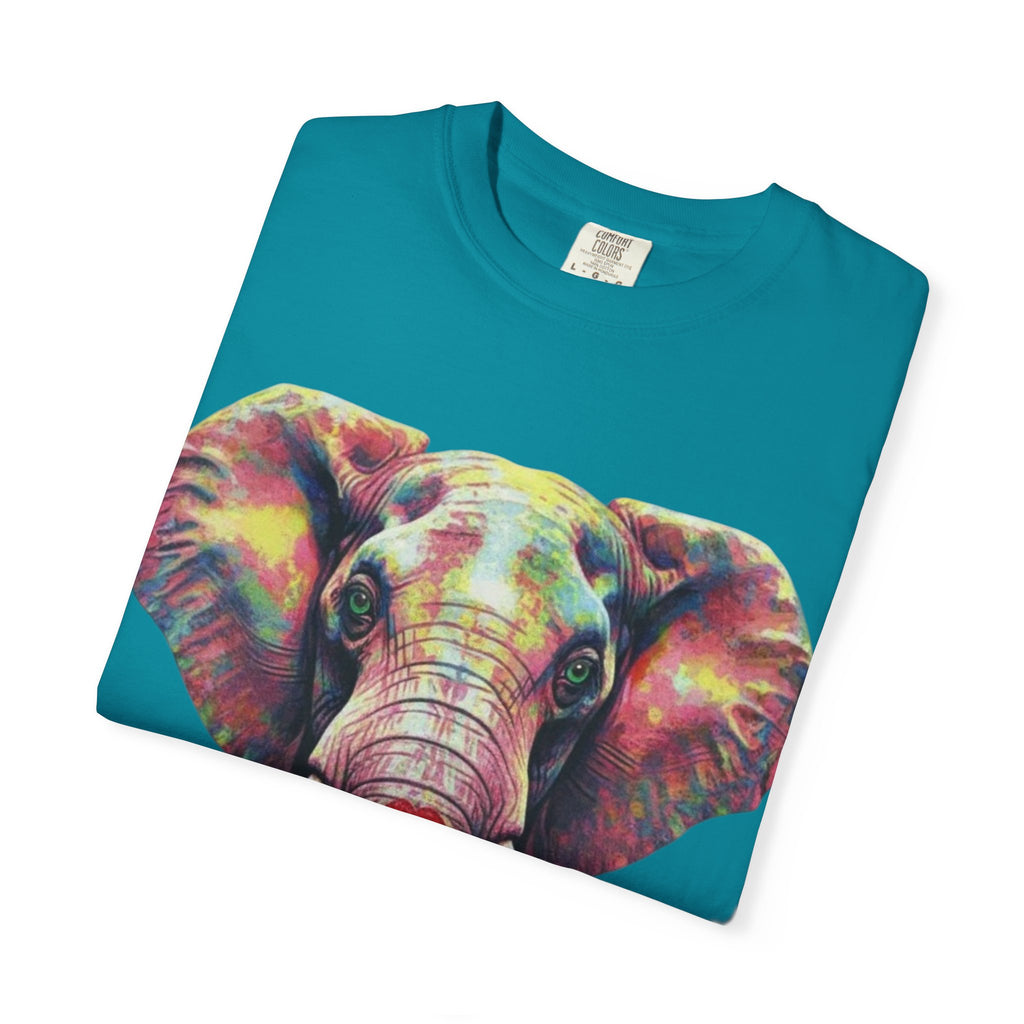 Wild Life Elephant Portrait T-Shirt — Colorful Retro Primate Graphic Tee