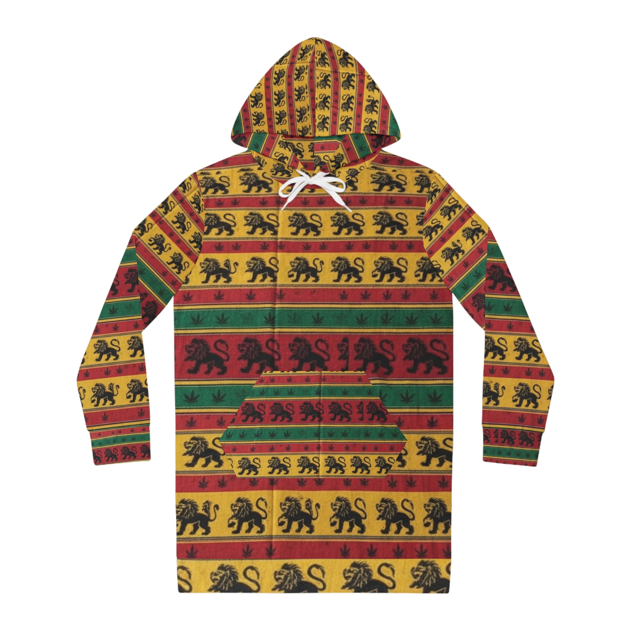 WKE WRLD Vibrant Rasta Inspired Women's Hoodie Dress, Stylish Streetwear, Rasta-Inspired Fashion, Cozy Layering Piece, Perfect for Festivals and Parties