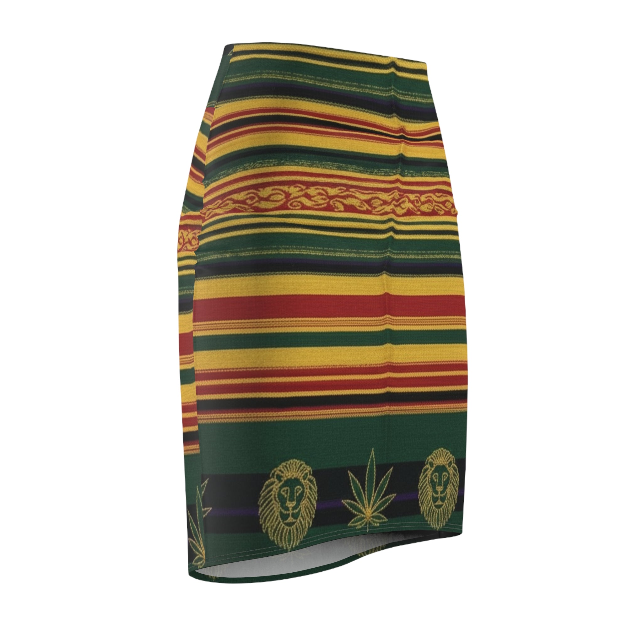 WKE WRLD Colorful Rasta/ Bohemian Pencil Skirt, Trendy Skirt for Festivals, Vibrant Pencil Skirt for Parties, Ethnic Print Skirt, Comfortable Casual Wear