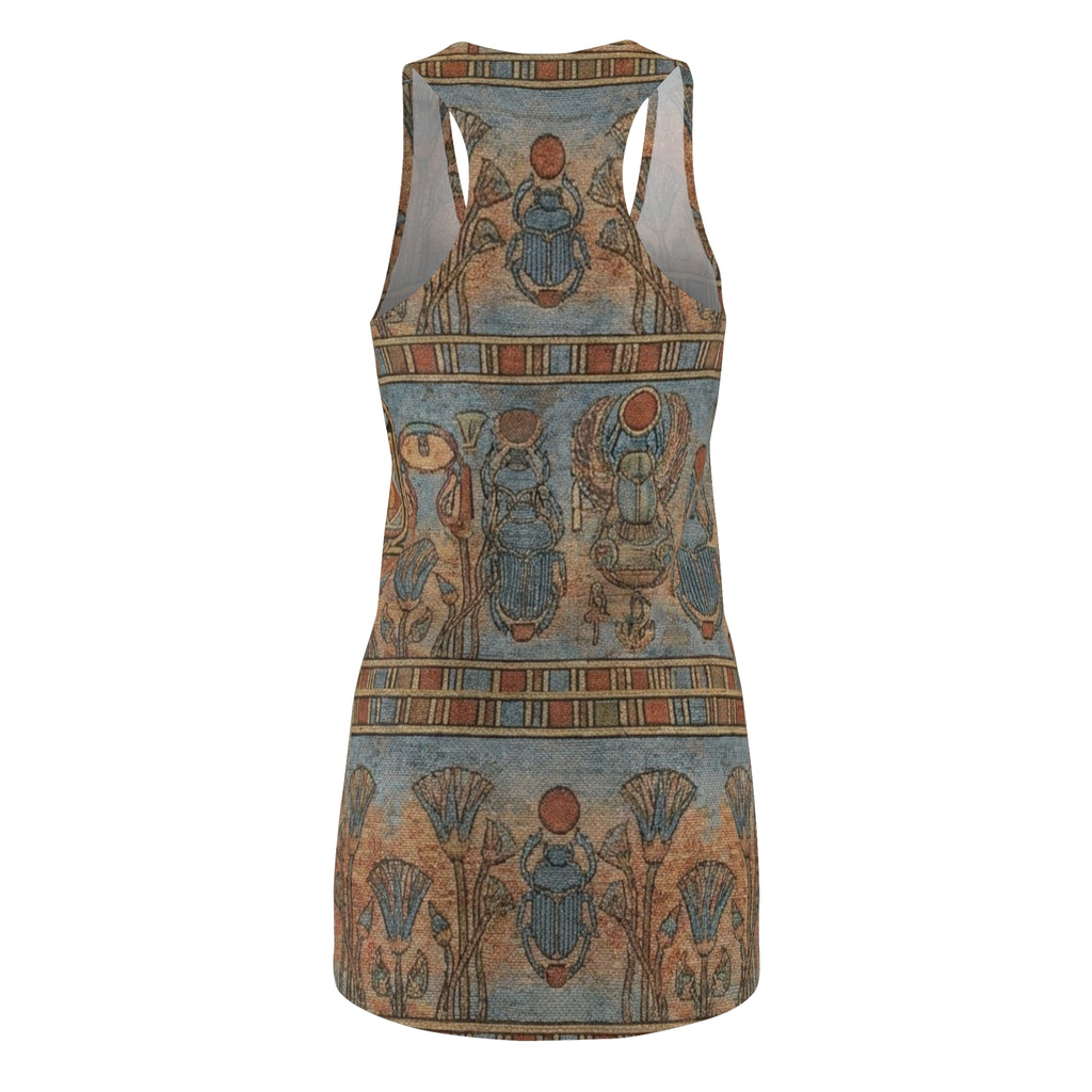 Egyptian Scarab Racerback Dress — Ancient Floral Motif AOP