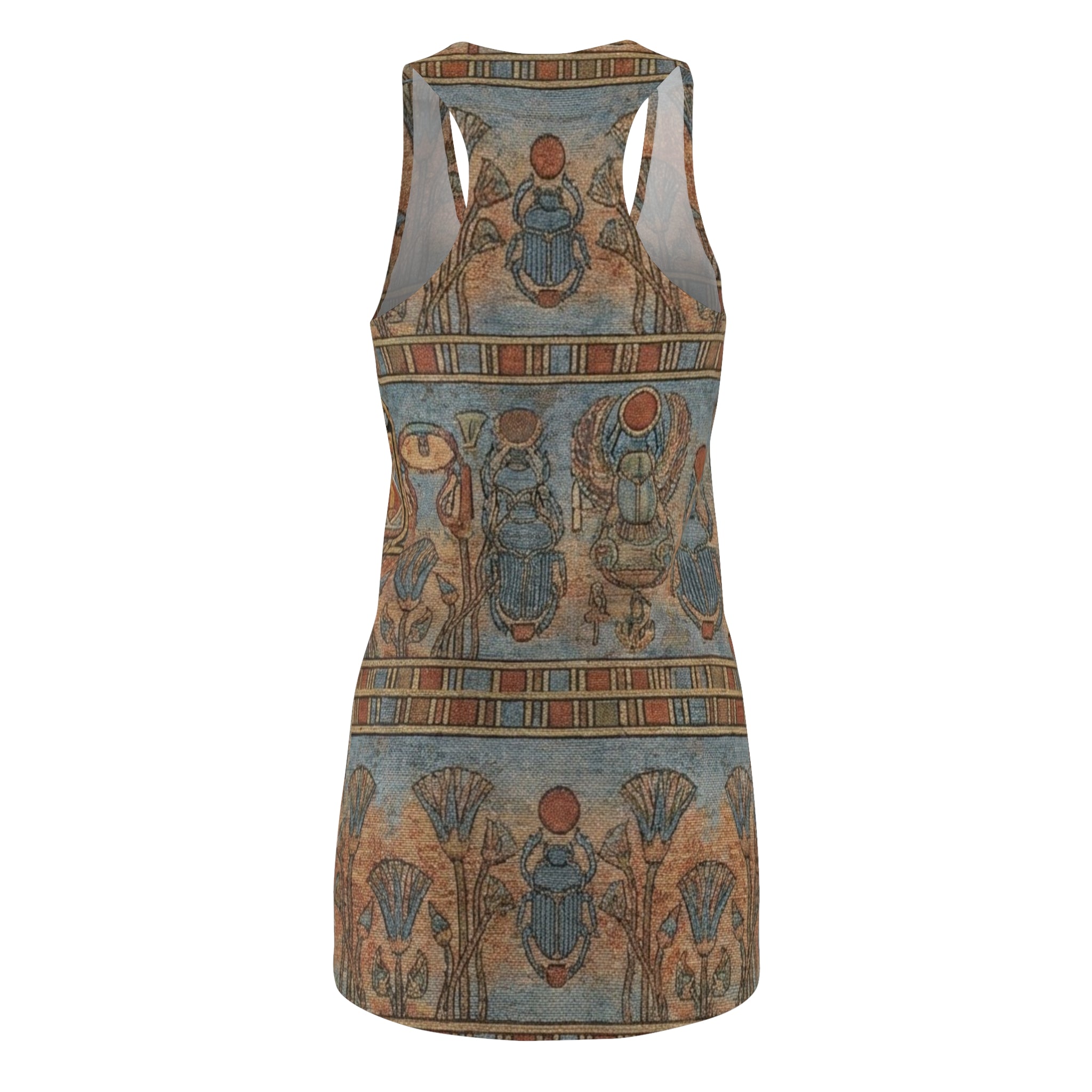 Egyptian Scarab Racerback Dress — Ancient Floral Motif AOP
