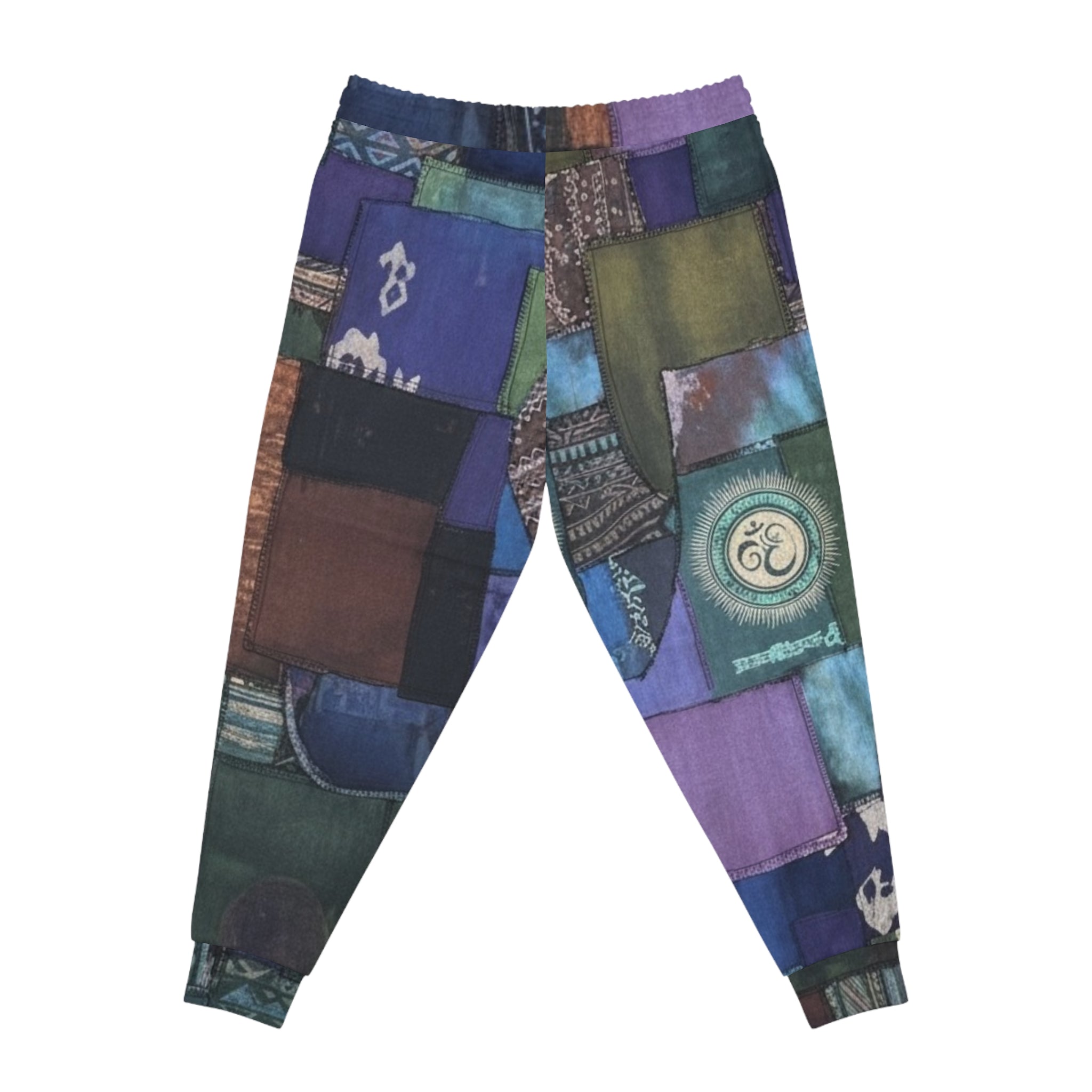 Patchwork Athletic Joggers — Boho Colorblock AOP Sweatpants