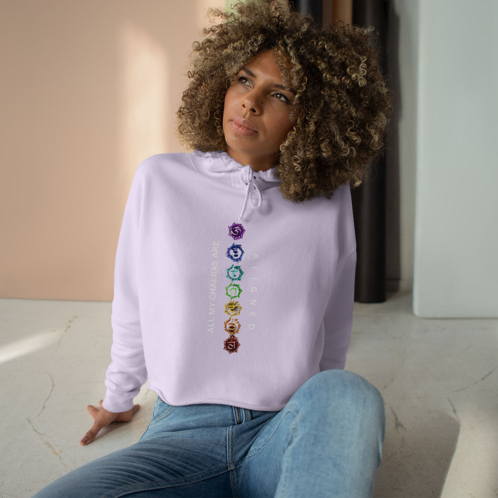 Chakra Alignment Crop Hoodie - Spiritual Gift for Yoga Lovers, Meditation, Affirmation Apparel, Cozy Layer for Self-Care