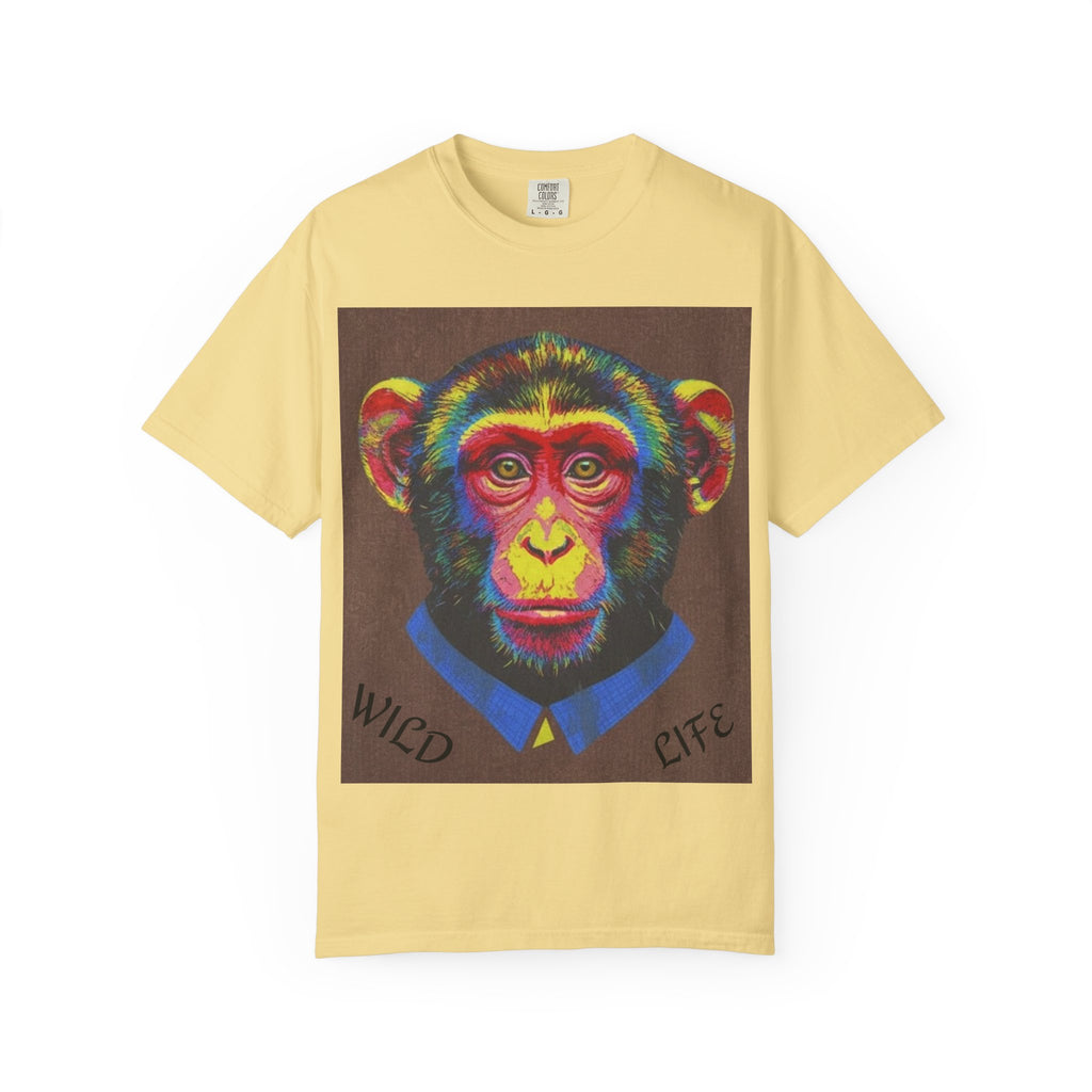 Wild Life Chimp Portrait T-Shirt — Colorful Retro Primate Graphic Tee