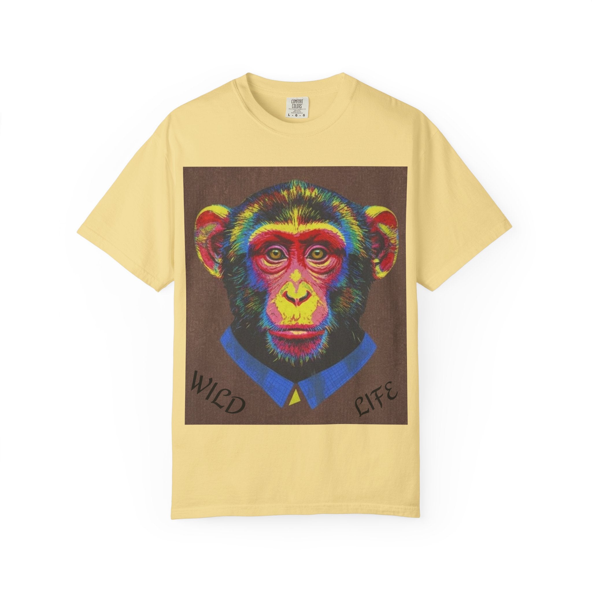 Wild Life Chimp Portrait T-Shirt — Colorful Retro Primate Graphic Tee