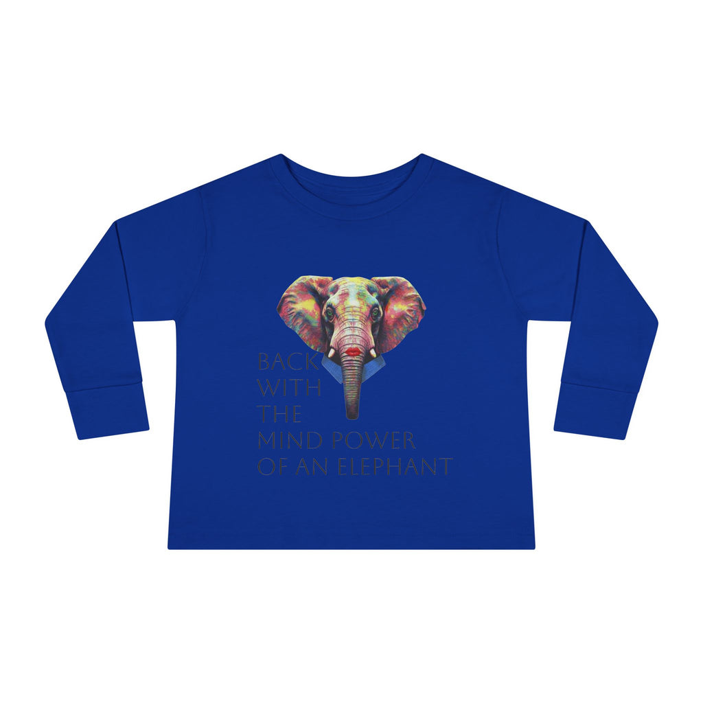 Colorful Elephant Toddler Long Sleeve Tee — Vibrant Safari Animal Shirt for Kids