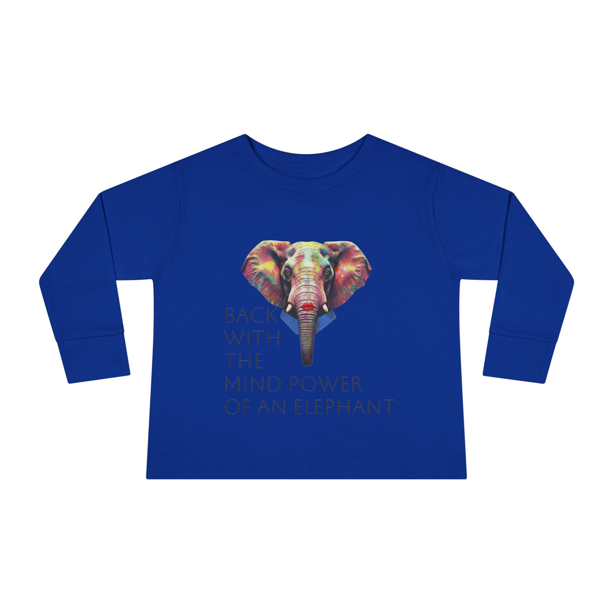 Colorful Elephant Toddler Long Sleeve Tee — Vibrant Safari Animal Shirt for Kids