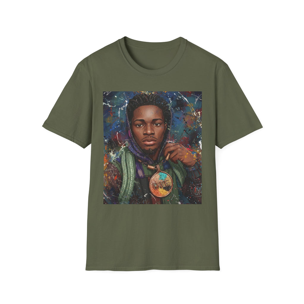 Arcaze Portrait T‑Shirt — Cosmic Musician Artwork