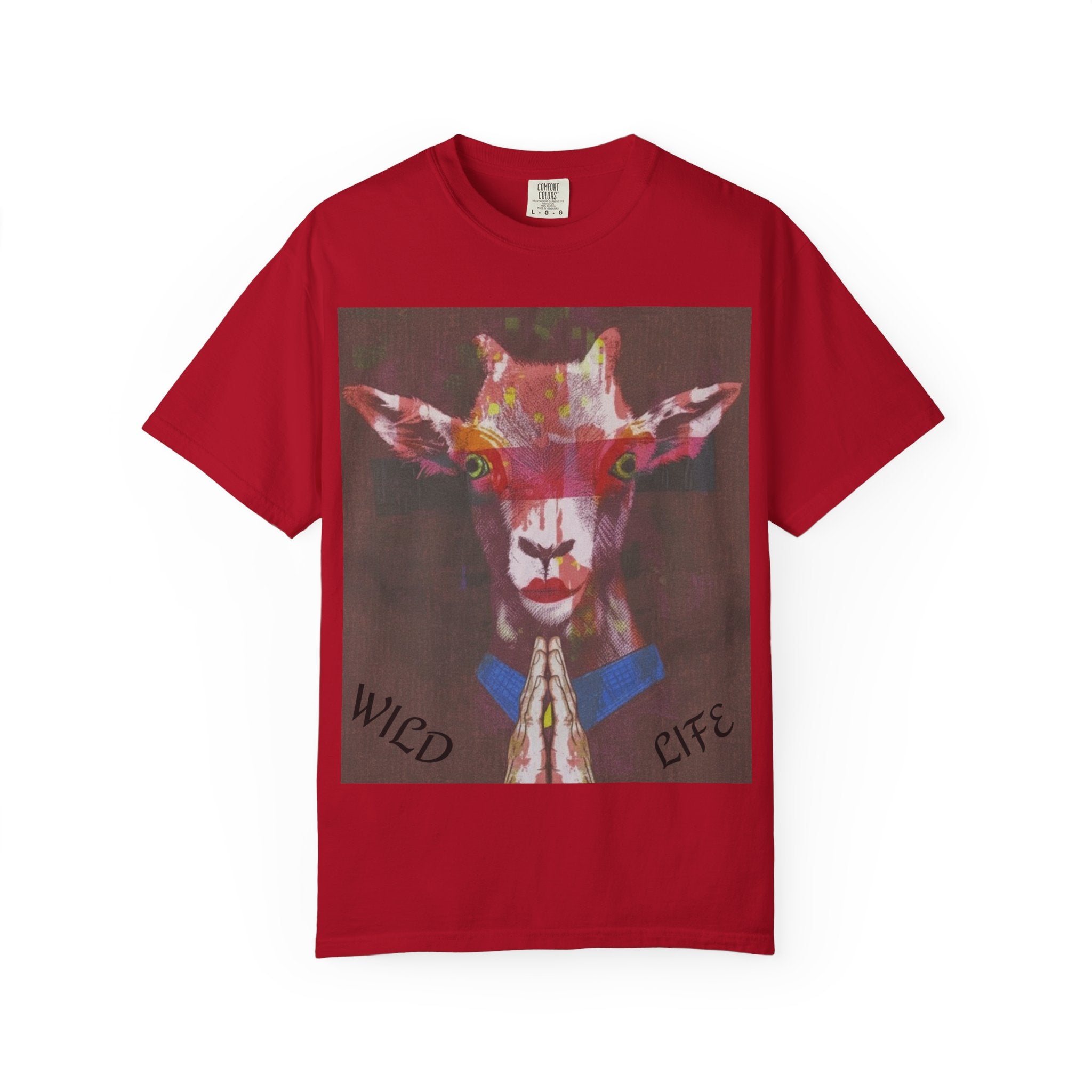 Wild Life Goat Portrait T-Shirt — Colorful Retro Primate Graphic Tee