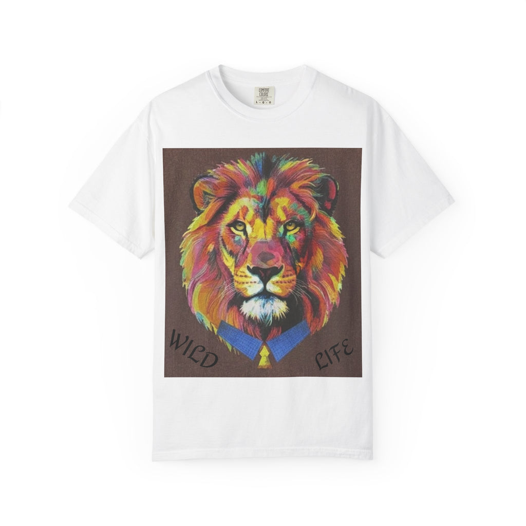 Wild Life Lion Portrait T-Shirt — Colorful Retro Primate Graphic Tee