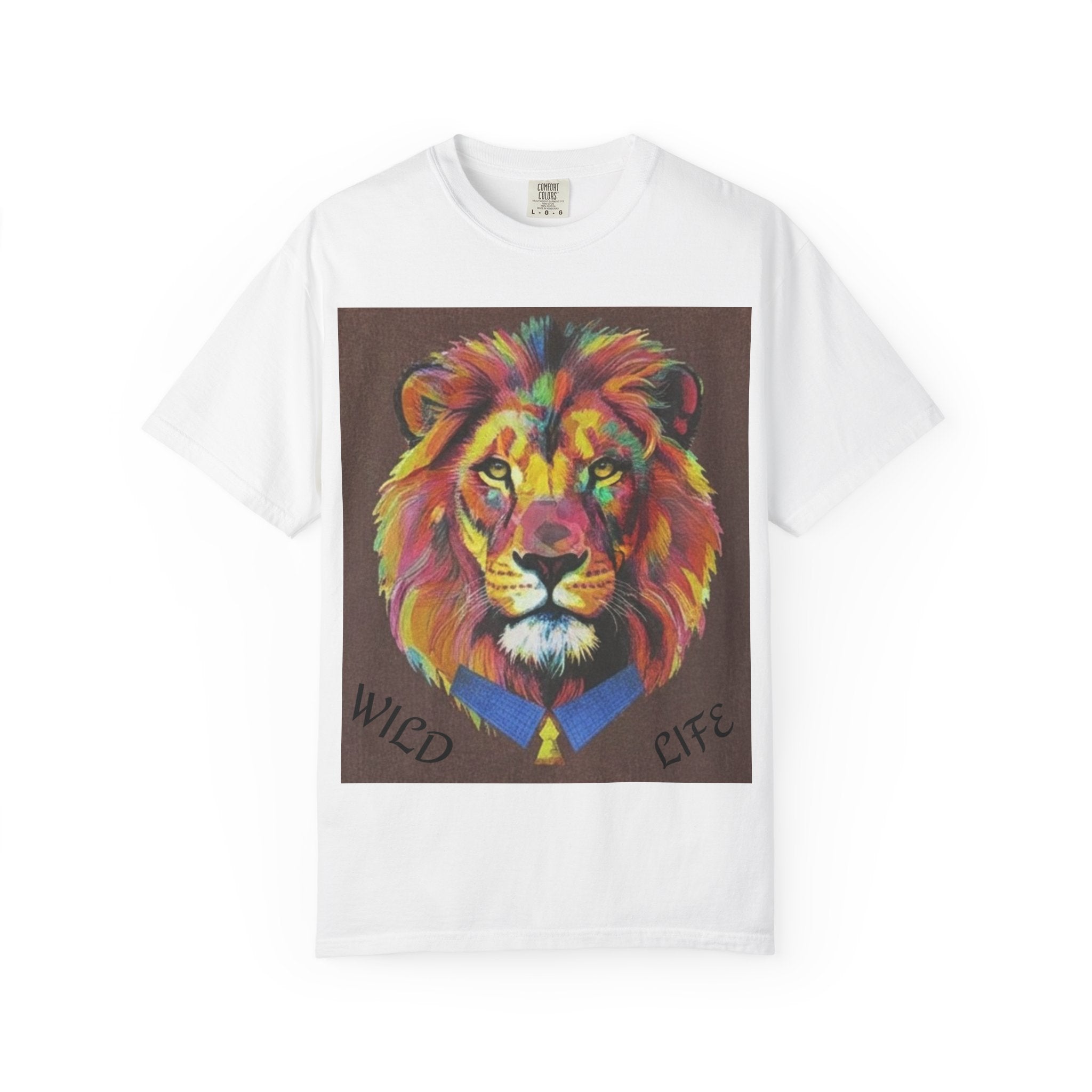 Wild Life Lion Portrait T-Shirt — Colorful Retro Primate Graphic Tee