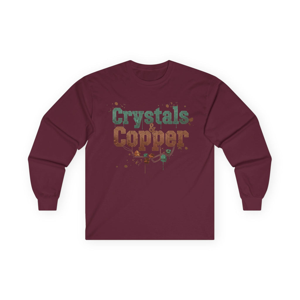 WKE WRLD Crystal & Copper Long Sleeve Tee - Boho Fashion, Festival Outfit, Unique Gift, Unisex Apparel, Statement Shirt