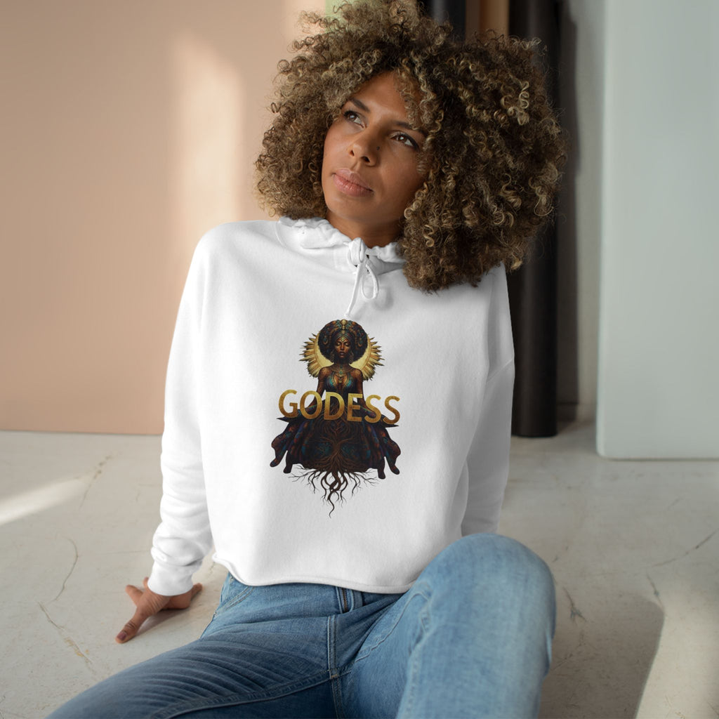 Goddess Crop Hoodie, Feminine Fashion, Casual Wear, Comfortable Sweatshirt, Gift for Her, Inspirational Apparel
