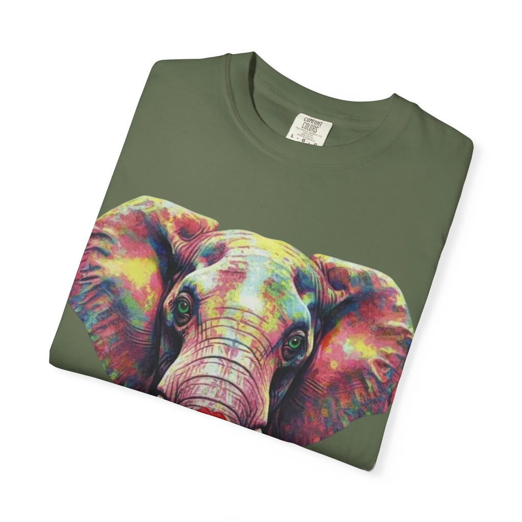 Wild Life Elephant Portrait T-Shirt — Colorful Retro Primate Graphic Tee