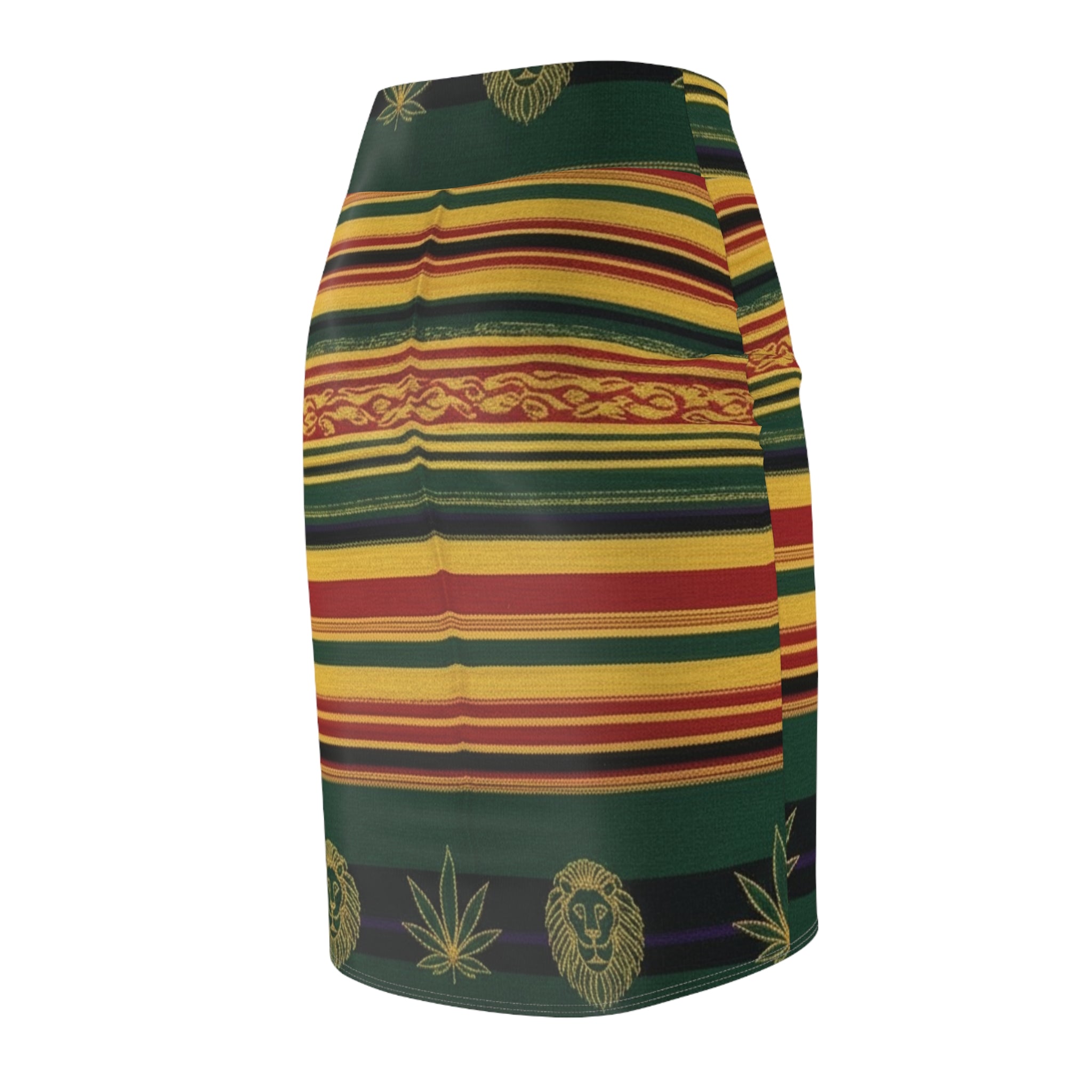 WKE WRLD Colorful Rasta/ Bohemian Pencil Skirt, Trendy Skirt for Festivals, Vibrant Pencil Skirt for Parties, Ethnic Print Skirt, Comfortable Casual Wear