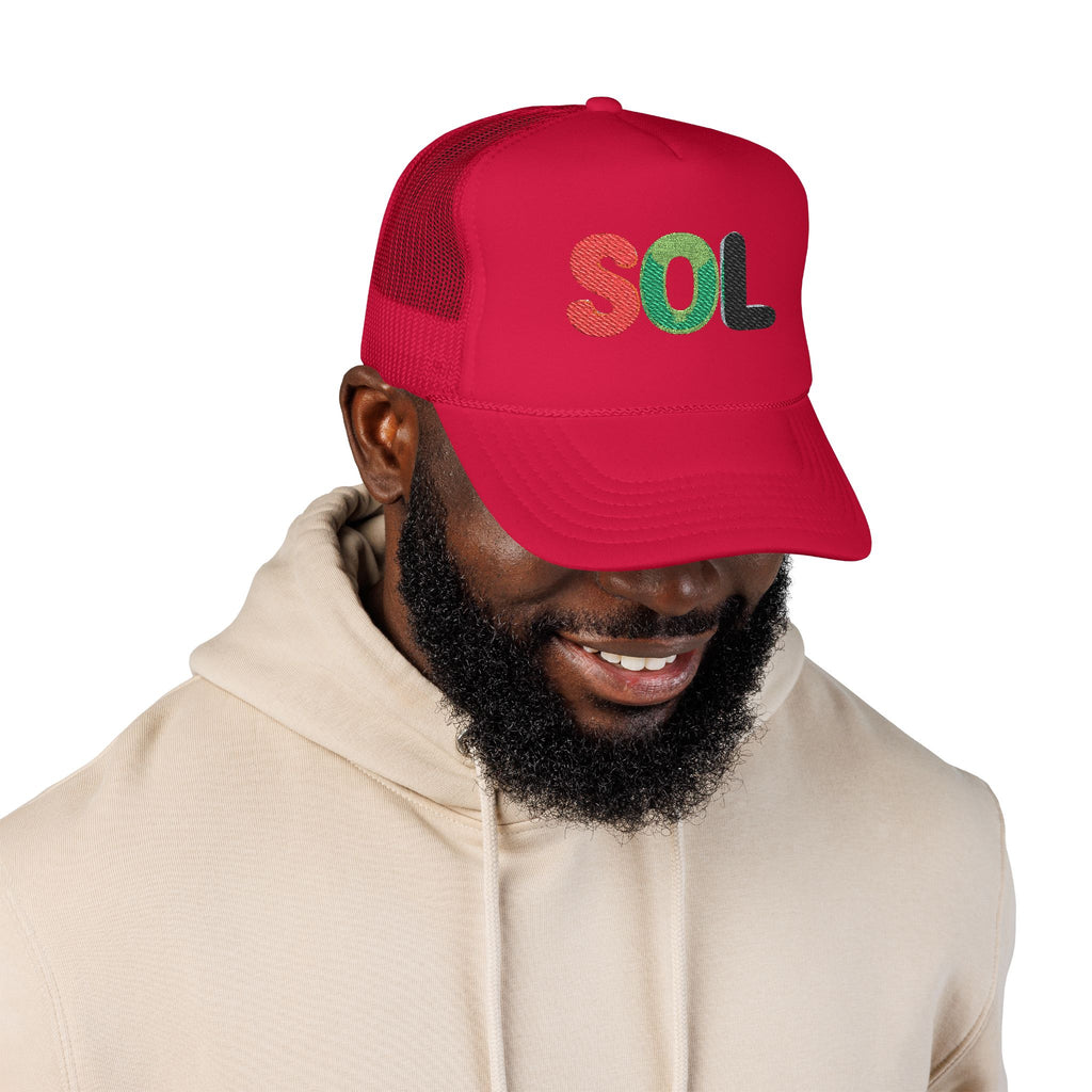 Red green and black Embroidered Trucker Hat - SOL Design