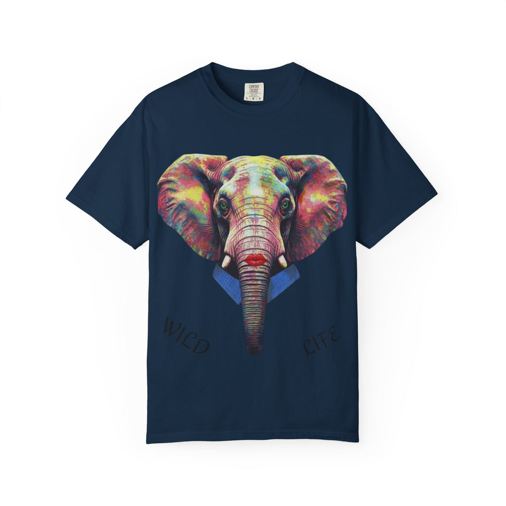 Wild Life Elephant Portrait T-Shirt — Colorful Retro Primate Graphic Tee