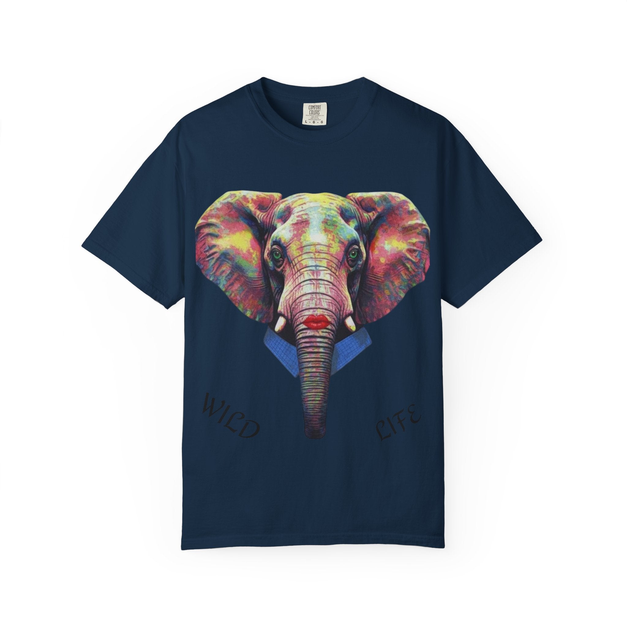 Wild Life Elephant Portrait T-Shirt — Colorful Retro Primate Graphic Tee