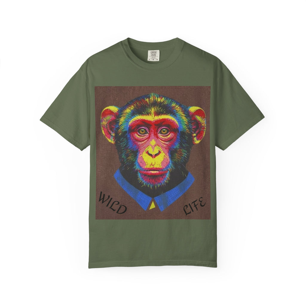 Wild Life Chimp Portrait T-Shirt — Colorful Retro Primate Graphic Tee