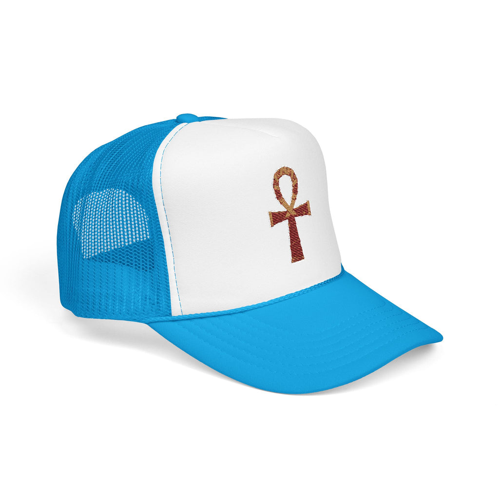 Embroidered Ankh Foam Trucker Hat - Stylish & Trendy Cap