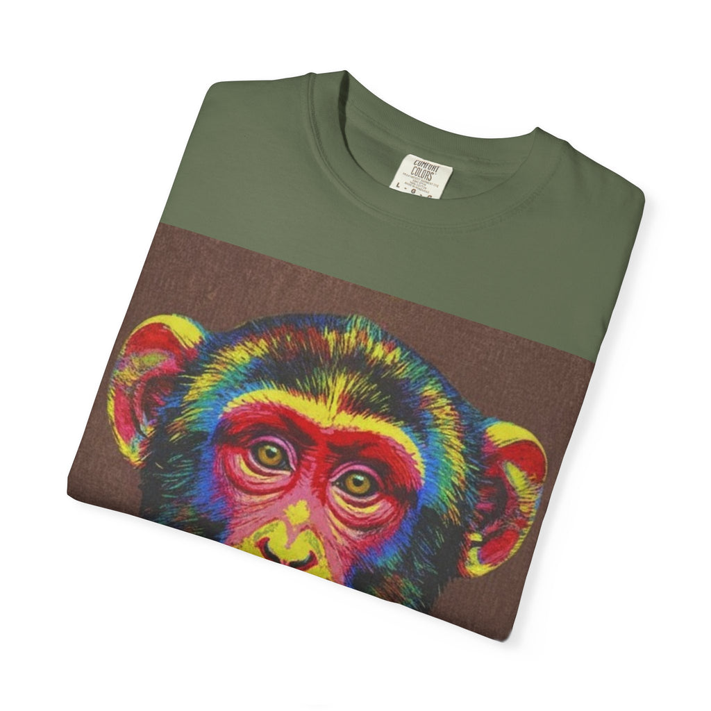 Wild Life Chimp Portrait T-Shirt — Colorful Retro Primate Graphic Tee