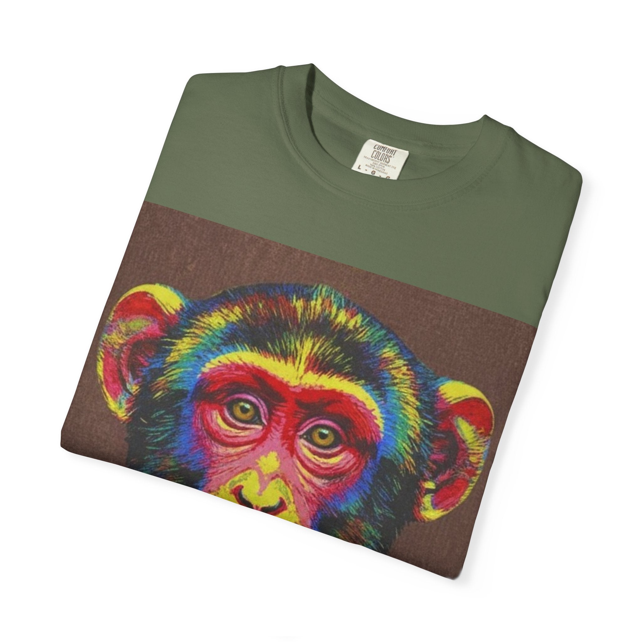 Wild Life Chimp Portrait T-Shirt — Colorful Retro Primate Graphic Tee
