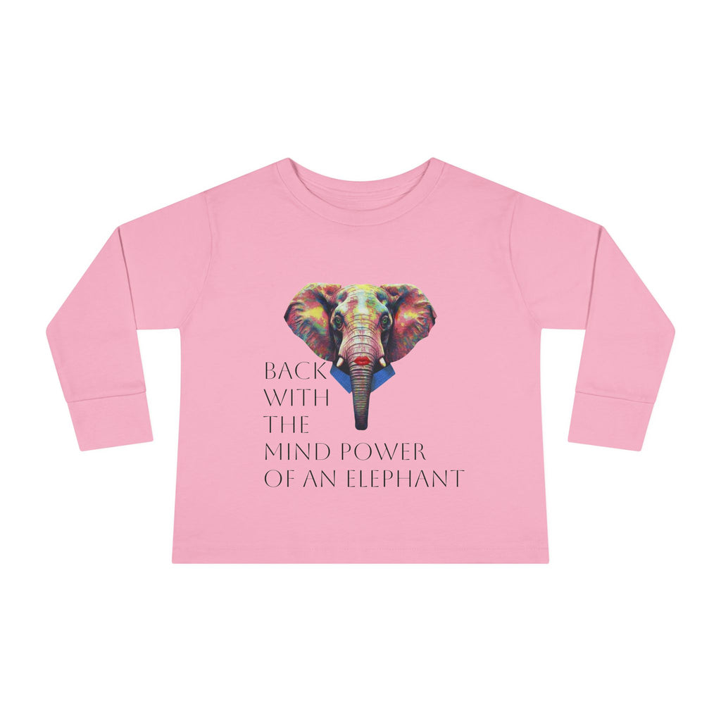 Colorful Elephant Toddler Long Sleeve Tee — Vibrant Safari Animal Shirt for Kids