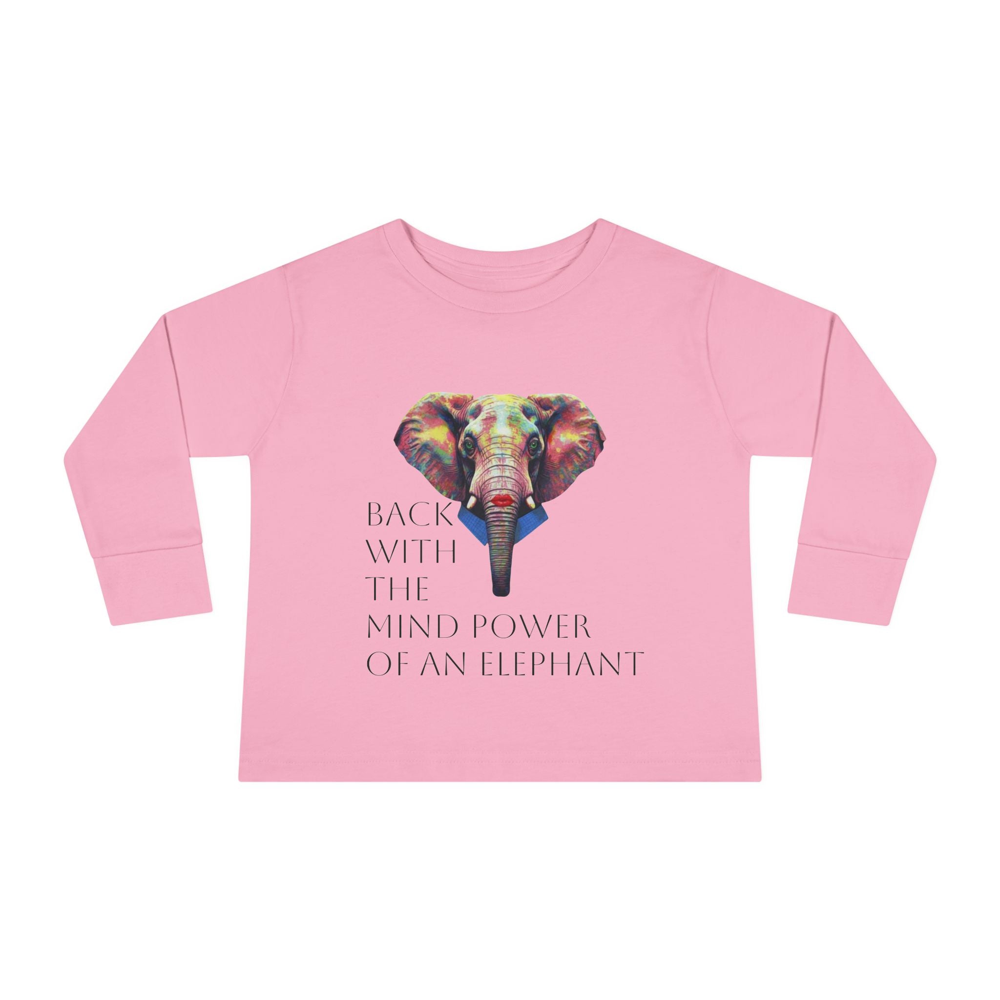 Colorful Elephant Toddler Long Sleeve Tee — Vibrant Safari Animal Shirt for Kids