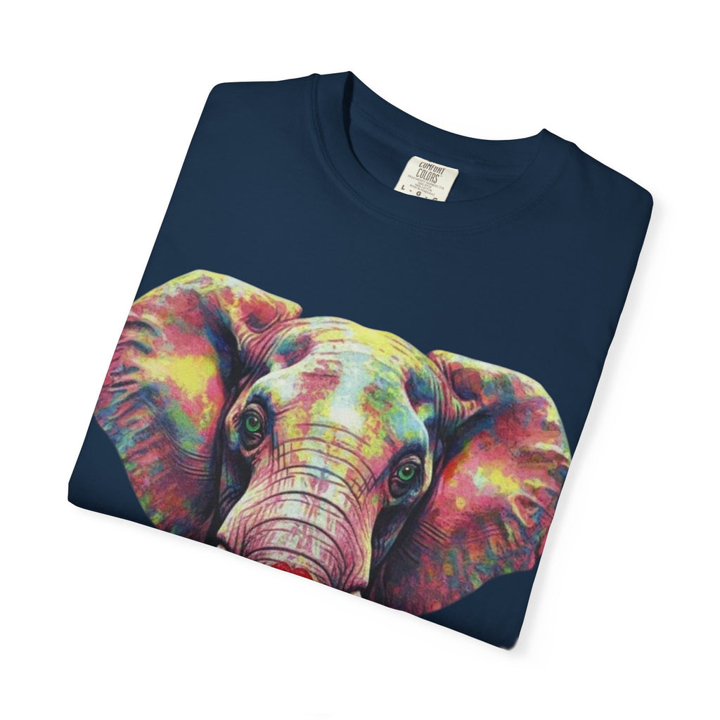 Wild Life Elephant Portrait T-Shirt — Colorful Retro Primate Graphic Tee