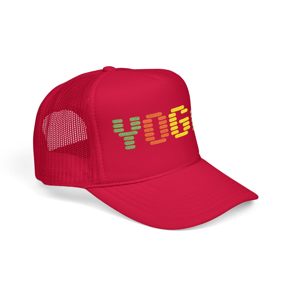 Yoga Foam Trucker Hat - Embroidered Red Cap for Yoga Enthusiasts